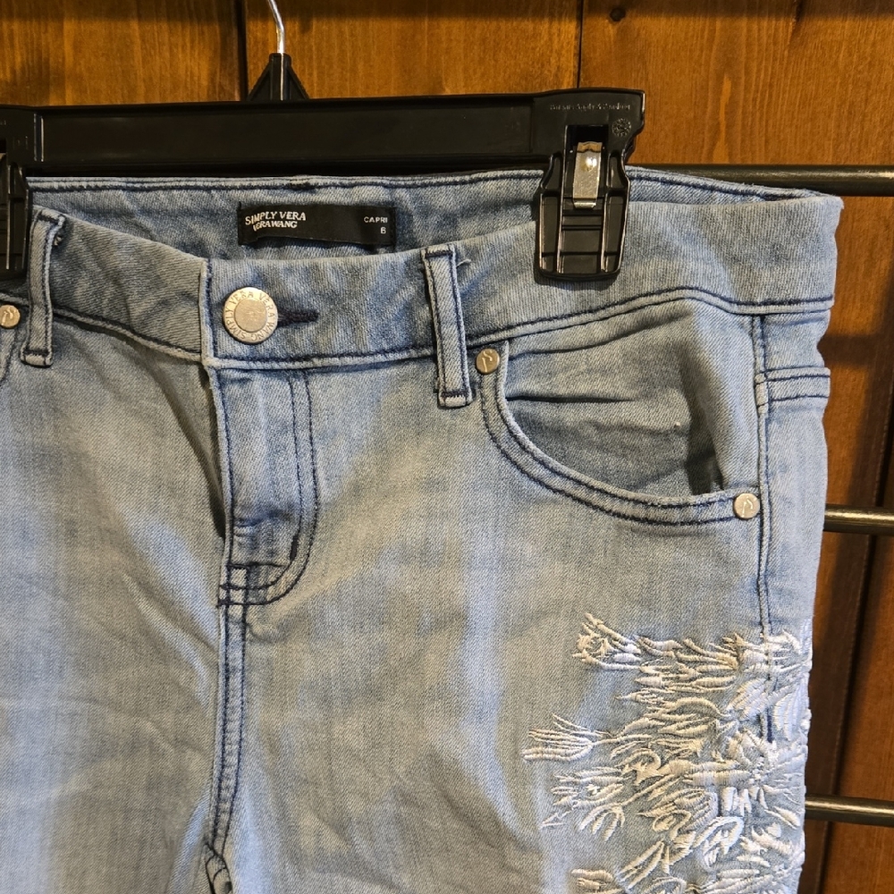 Simply Vera Vera Wang Light Blue Embroidered Jeans